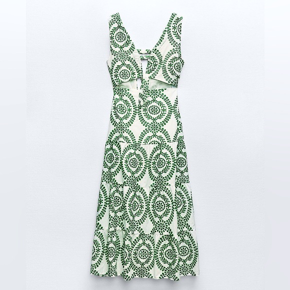 ZARA ✨VIRAL✨Perforated Knotted Embroidered Dress - Picture 8 of 15